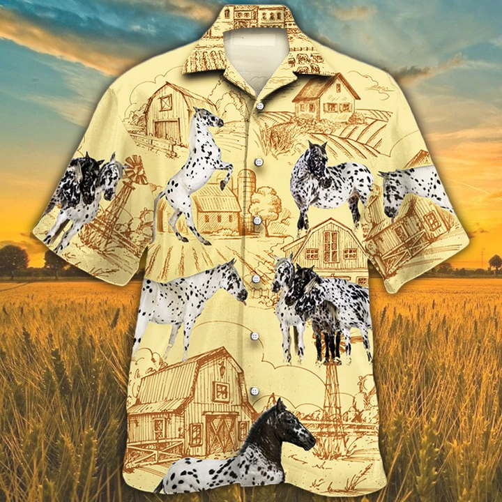 Appaloosa Horse Lovers Farm Hawaiian Shirt/ Farm Horse Short Sleeve Hawaiian Aloha Shirt for Men/ Women