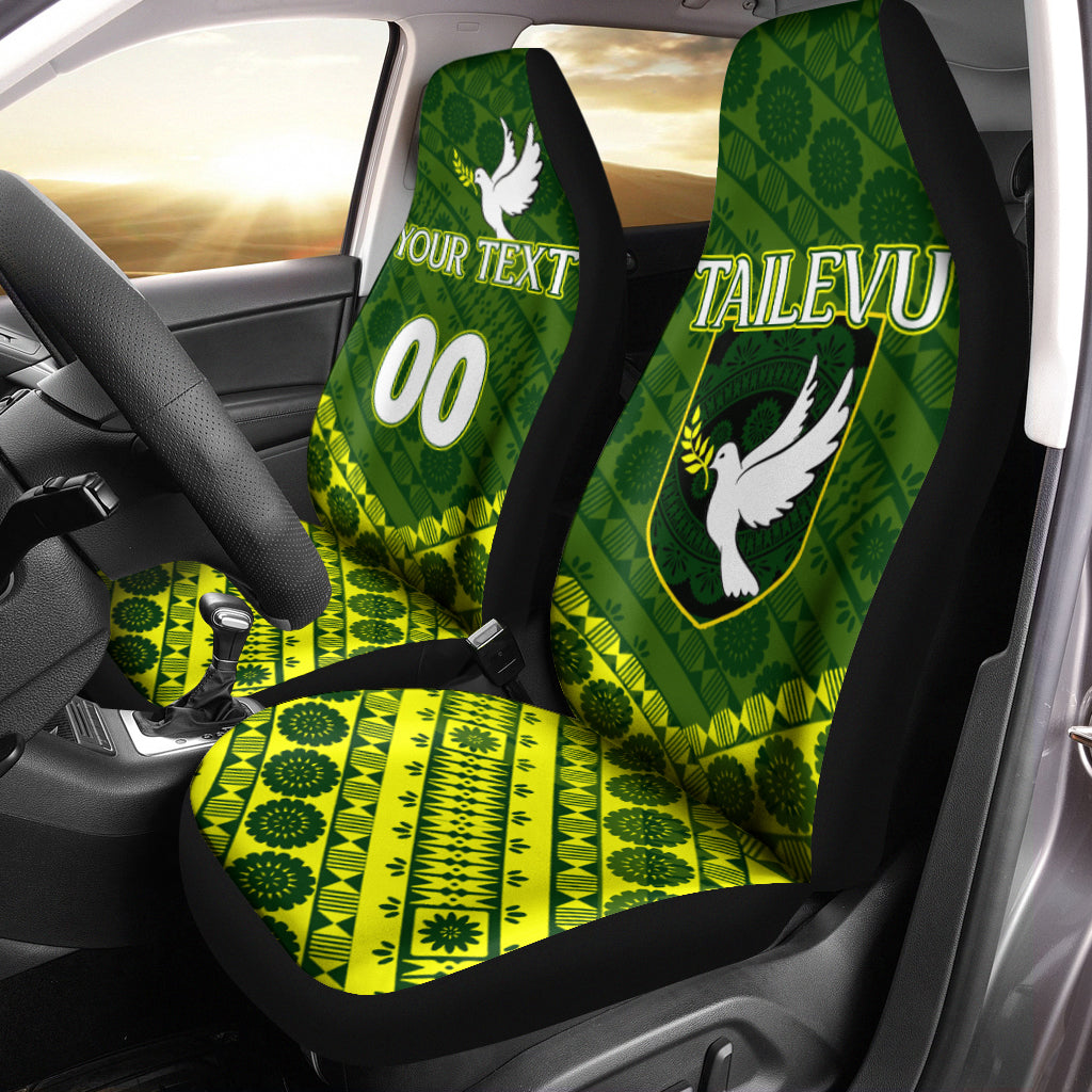 Custom Tailevu Rugby Union Fiji Car Seat Covers Tapa Pattern