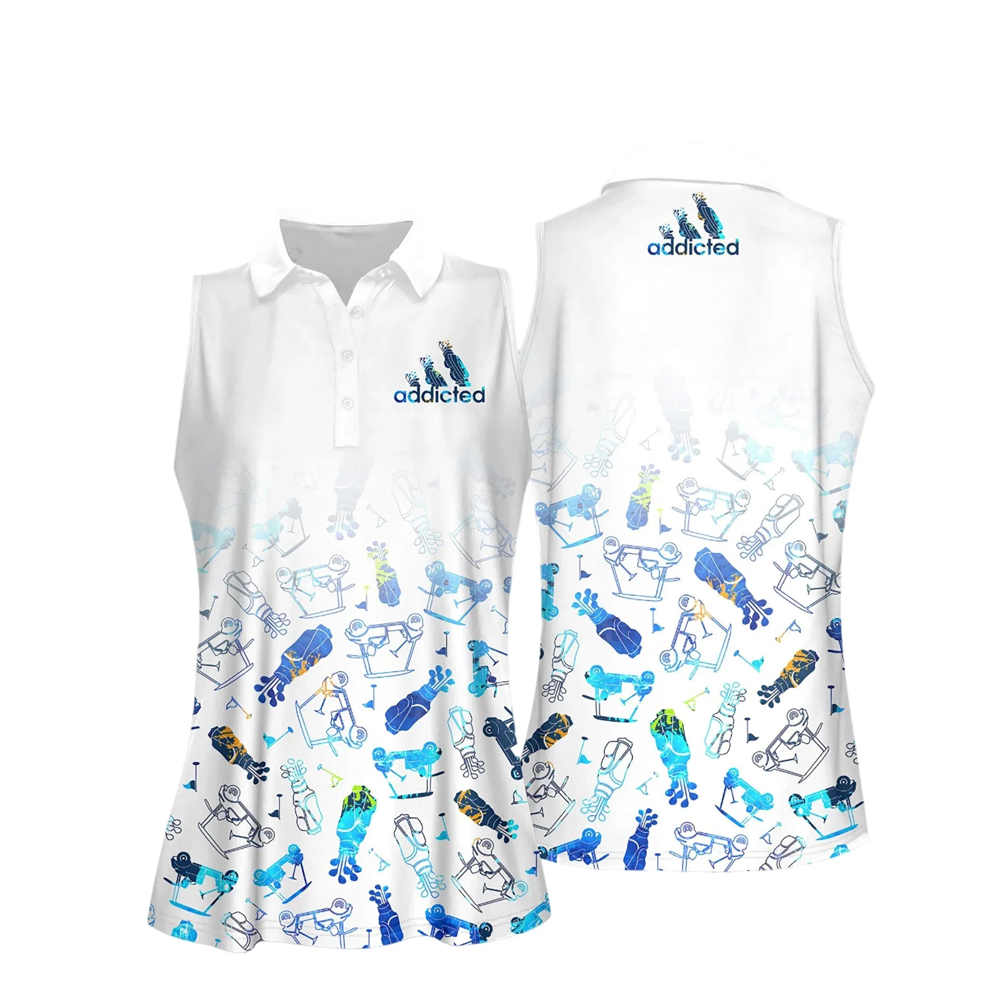 Addicted Golf Watercolor Women Short Sleeve Polo Shirt/ Women’s Jersey Polo Shirt