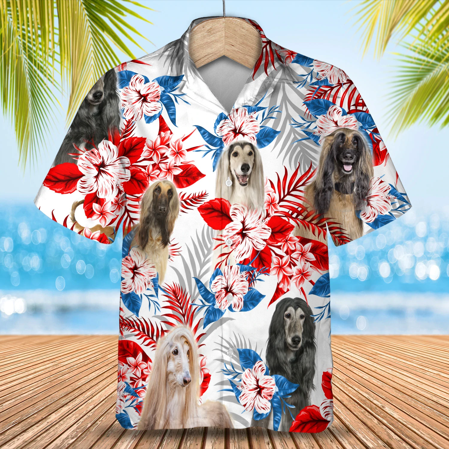 Afghan Hound Hawaiian Shirt/ Summer aloha shirt/ Men Hawaiian shirt/ Women Hawaiian shirt
