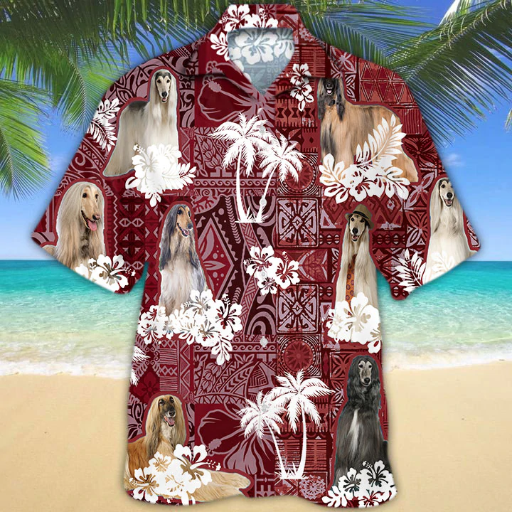 Afghan Hound Hawaiian Shirt For Men/ Tropical Shirts/ Gift For Him/ Funny Hawaiian Shirts