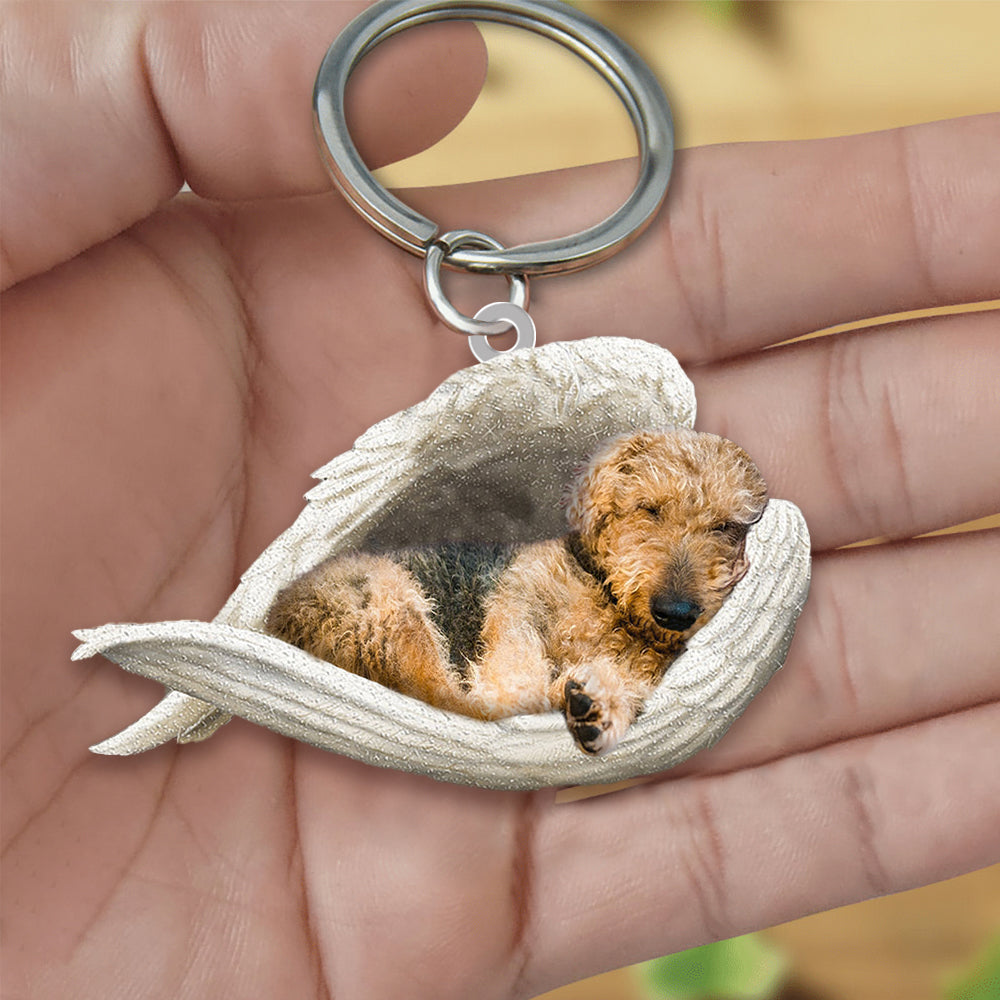 Airedale Terrier Sleeping Angel Acrylic Keychain Dog Sleeping keychain