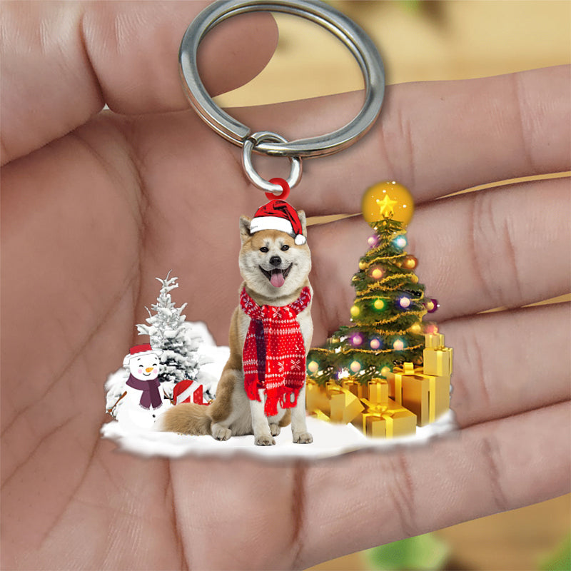 Akita Inu Early Merry Christmas Acrylic Keychain Dog Keychain