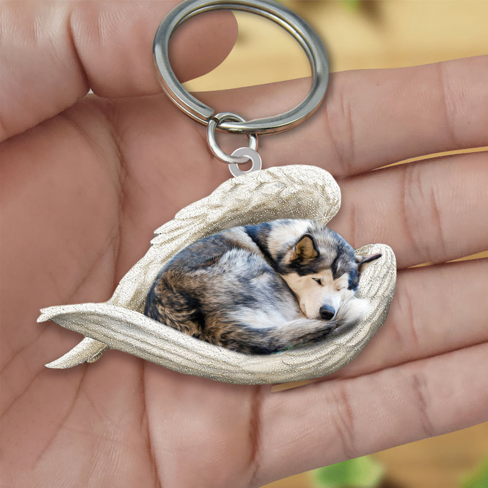 Alaskan Malamute Sleeping Angel Acrylic Keychain Dog Sleeping keychain
