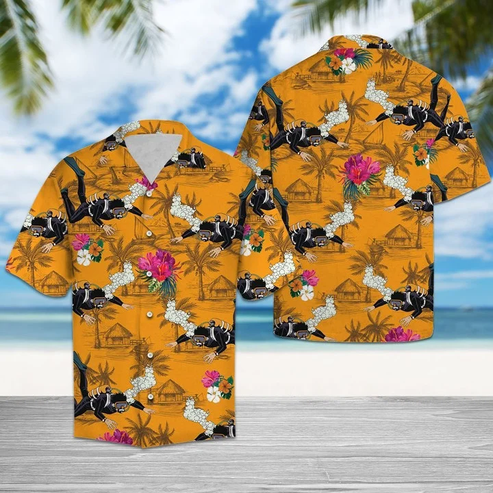 All About Scuba Diving Tropical Flowers Hawaiian Shirt