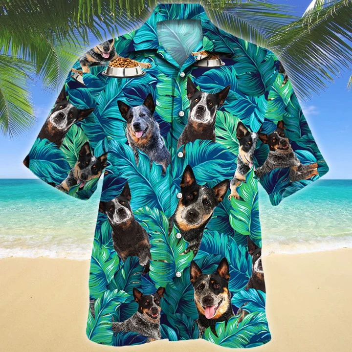 Alluring Gift For Australian Cattle Dog Lovers Summer Beach Palm Tree Pattern Hawaiian Shirt