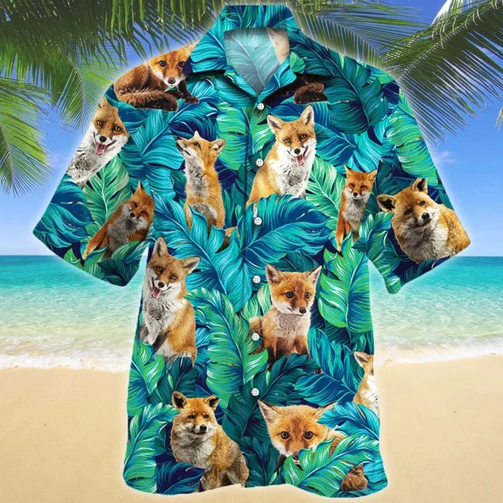 Amazing Leaves Jungle Gift For Fox Lovers Hawaiian Shirt/ Summer Hawaii Shirt Family Shirt