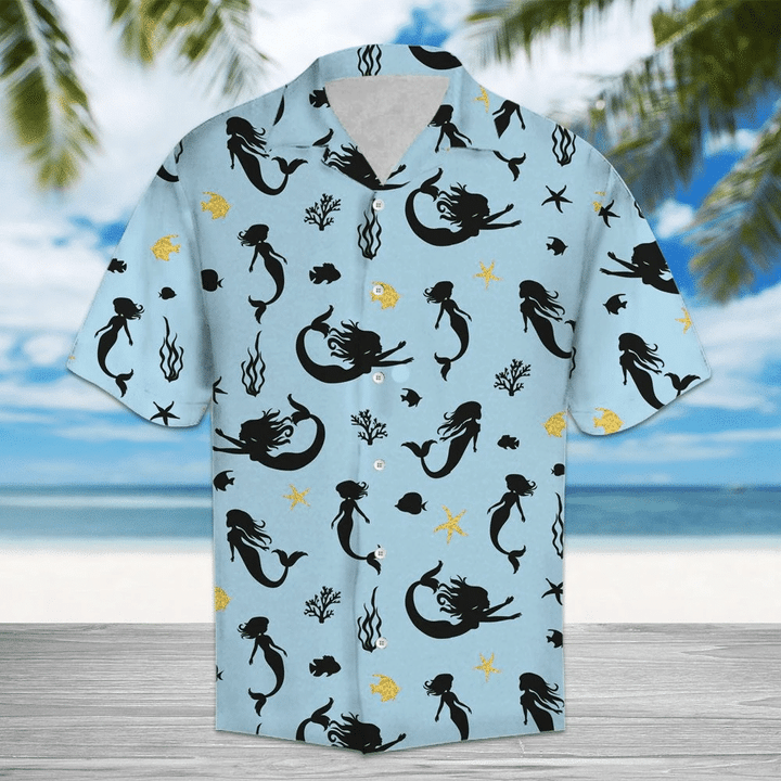 Amazing Mermaid Pattern Blue Theme Hawaiian Shirt