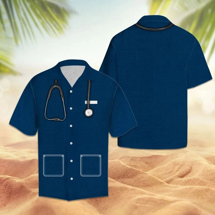 Amazing Nurse Suit All Navy Design Themed Hawaiian Shirt