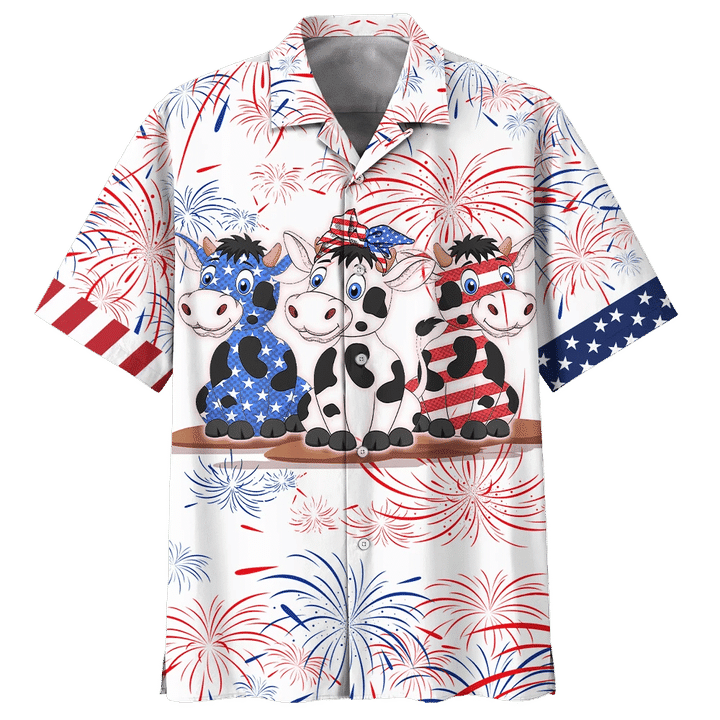 America Cow Background Design Hawaiian Shirt/ Hawaiian shirt men