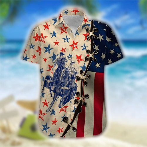 America Team Roping Hawaiian Shirt for Men