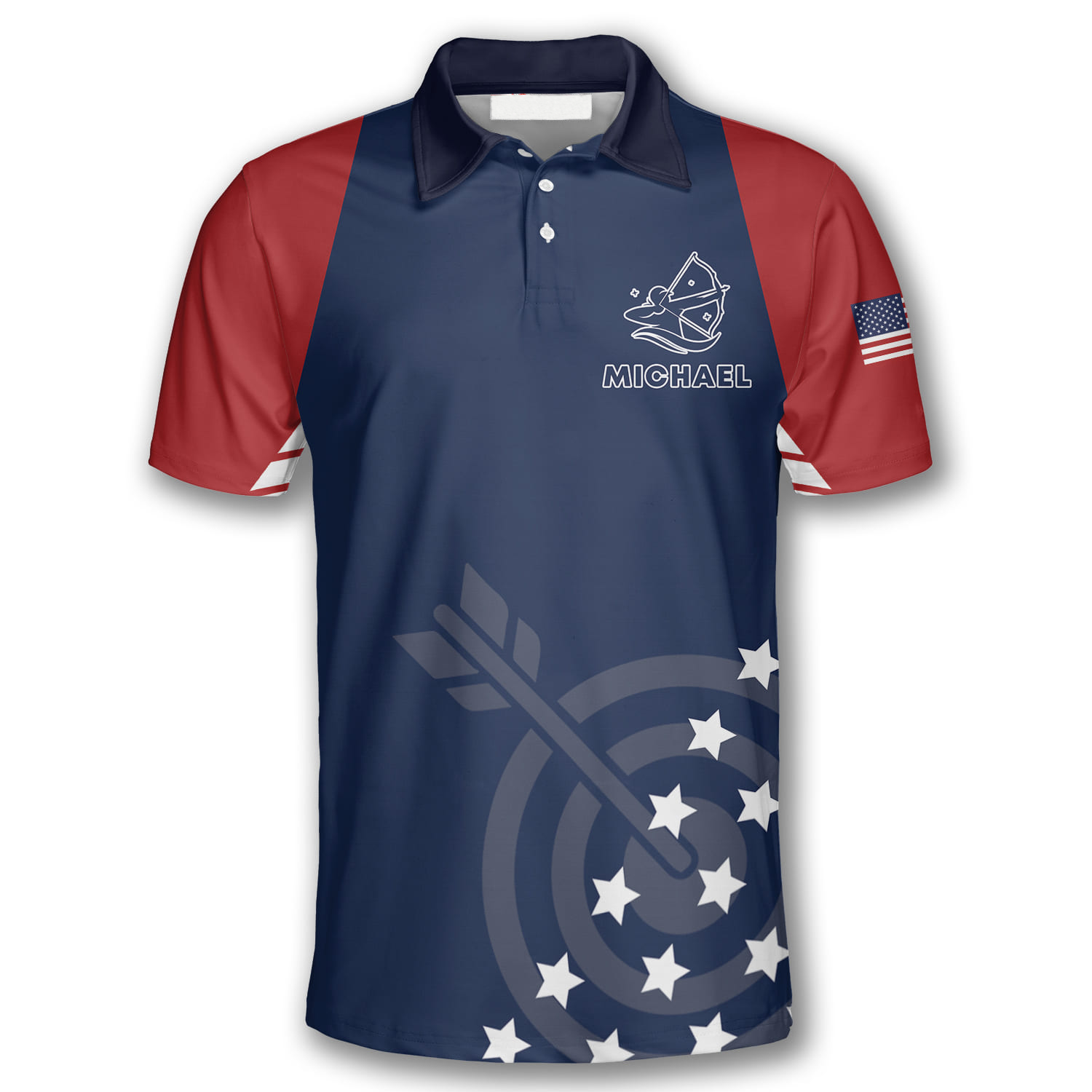American Flag Patriotic Star Pattern Custom Archery Shirts for Men/ Uniform Shirt Archery Team