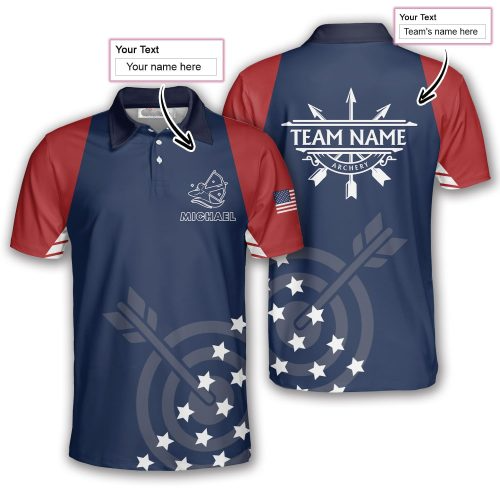 American Flag Patriotic Star Pattern Custom Archery Shirts for Men/ Uniform Shirt Archery Team