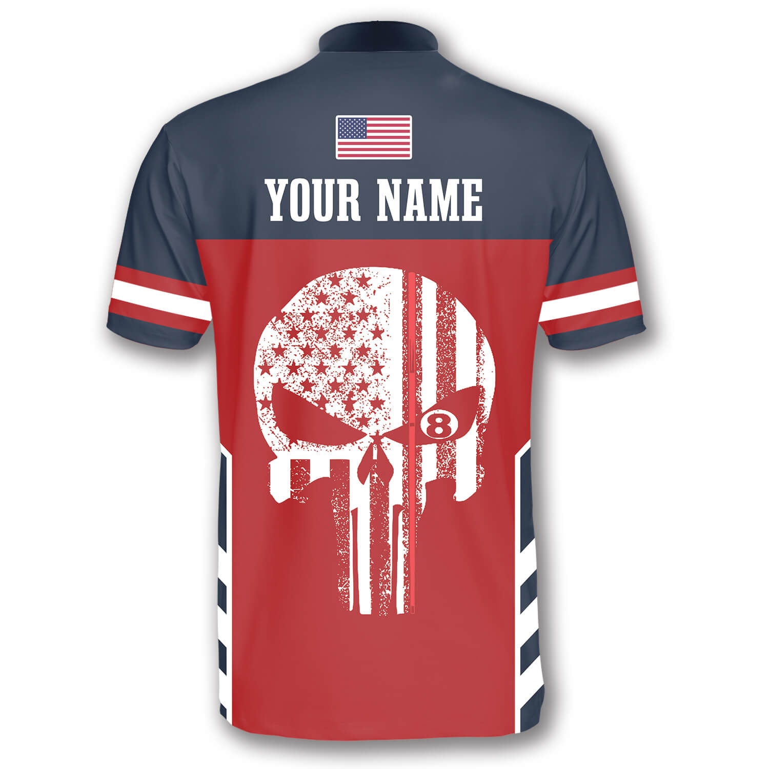 American Flag Skull Red Navy Custom Billiard Jerseys for Men/ Idea Gift for Billiard Team/ Billiard Player