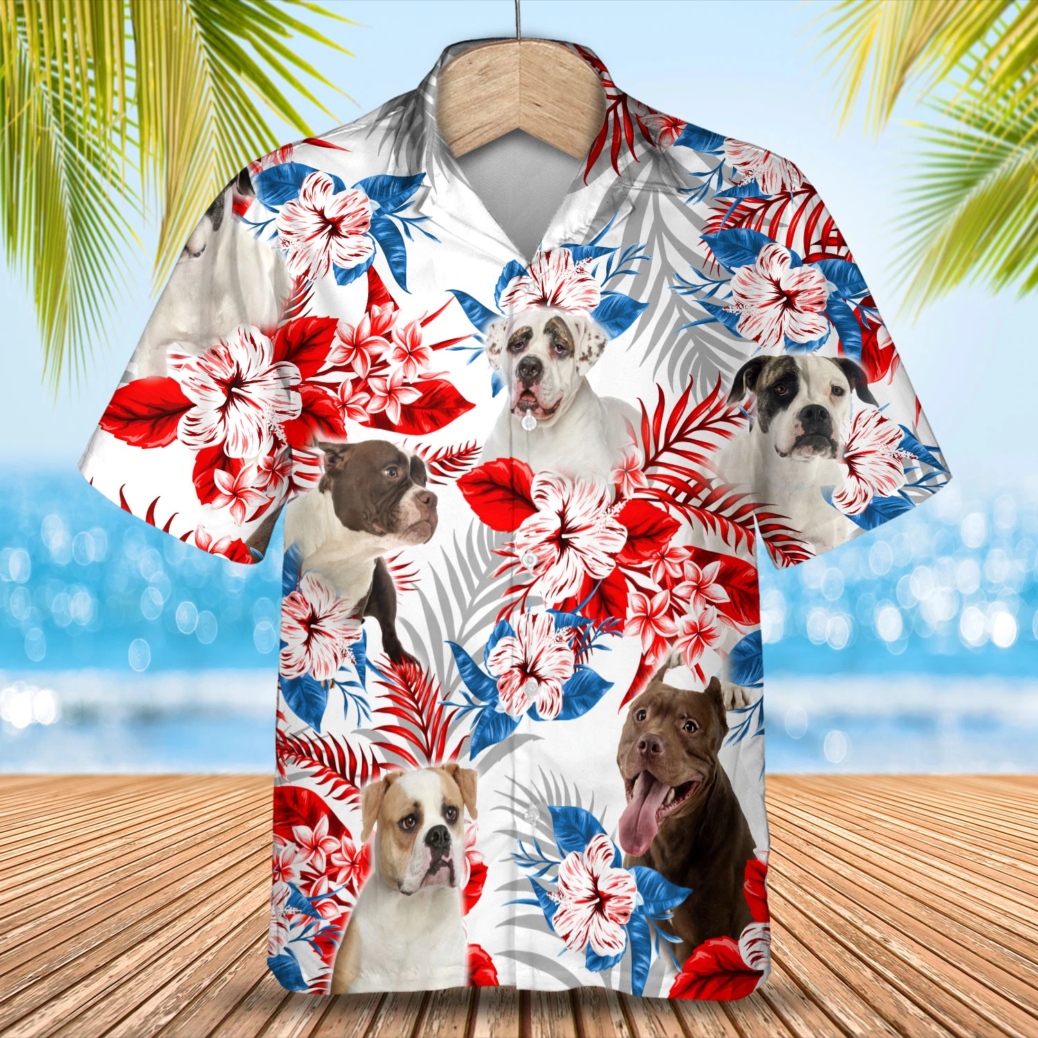 American Bulldog Hawaiian Shirt/ Summer aloha shirt/ Men Hawaiian shirt/ Women Hawaiian shirt