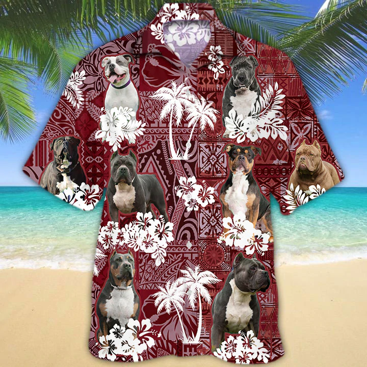 American Bully Dog Hawaiian Shirt/ Tropical Shirts/ Gift For Him/ Funny Hawaiian Shirts