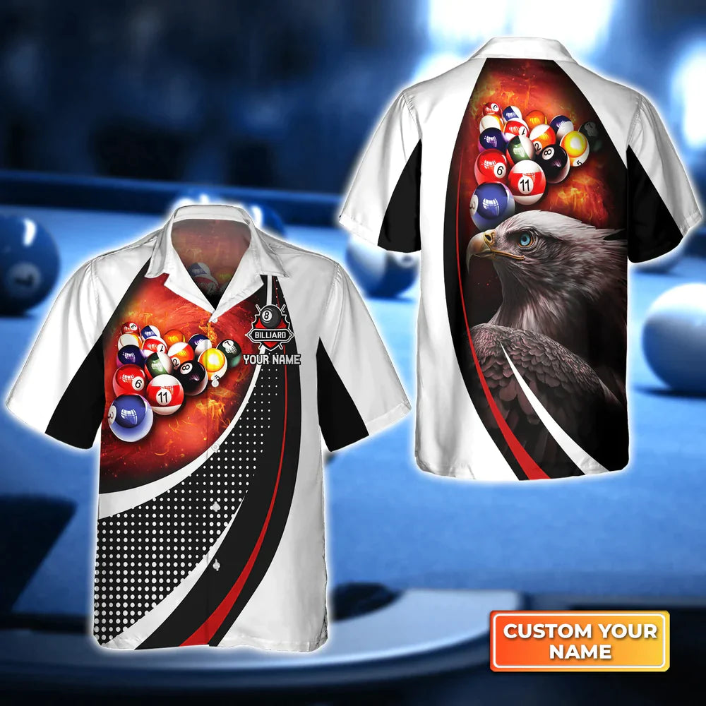 American Eagle Billiard Team Pool 8 Ball 3D Hawaiian Shirt/ Billiard team shirt/ Billiard shirt for men and women