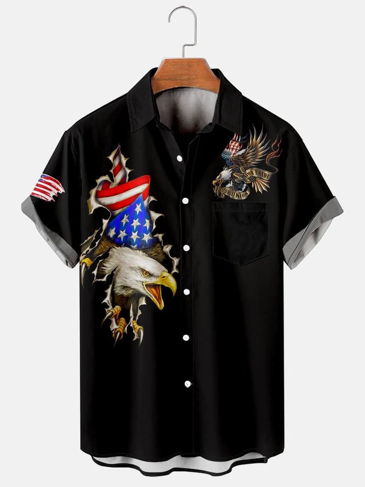 Hawaiian Aloha Shirts American Flag 4Th Of July Jee