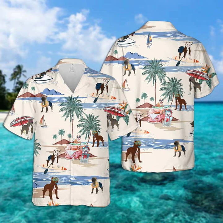 American Pit Bull Terrier Summer Beach Hawaiian Shirt/ Hawaiian Shirts for Men/ Hawaiian Shirts for Men/ Aloha Beach Shirt