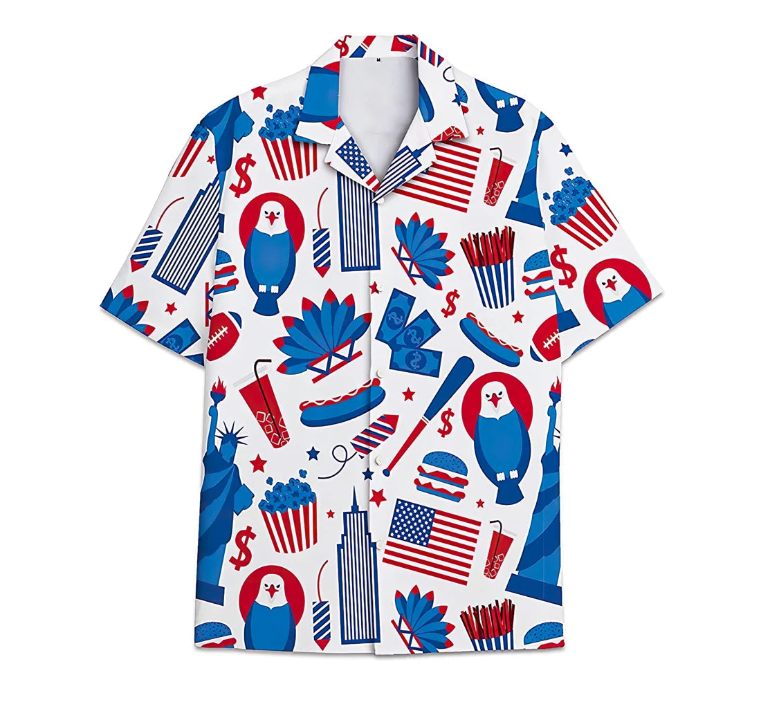 American Short Tall Button Hawaiian Shirt/ Button Up Aloha Shirt For Men/ Women