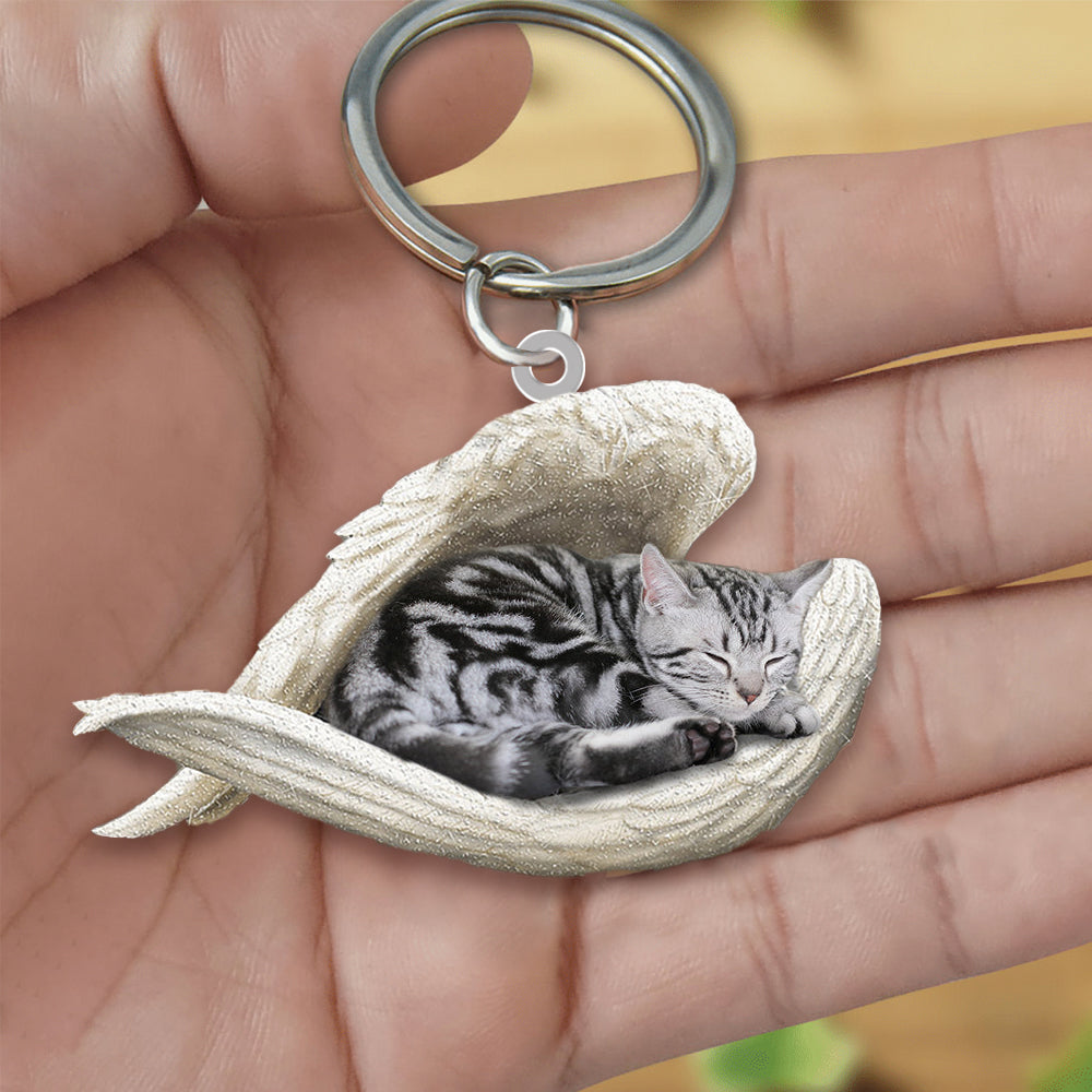 American Shorthair Cat Sleeping Angel Acrylic Keychain Cat Sleeping keychain