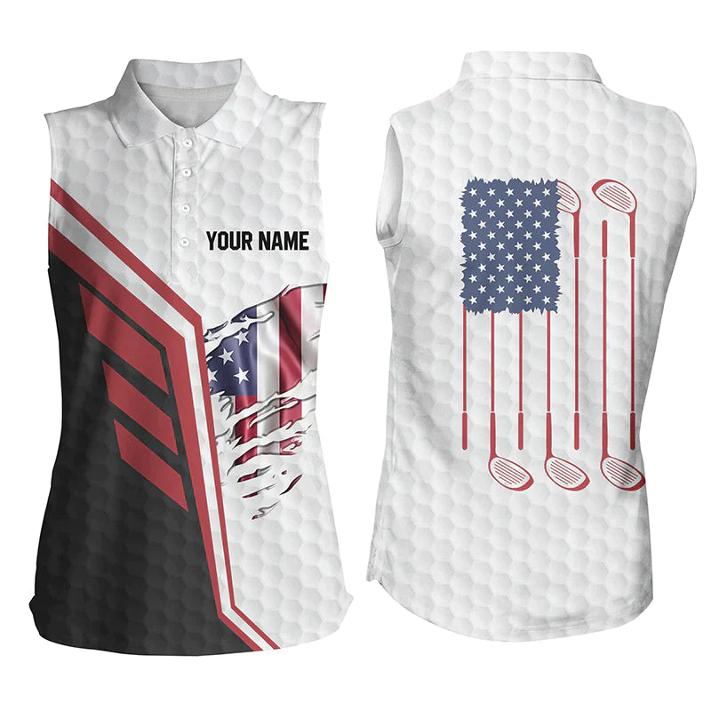 American flag golf clubs white golf balls skin custom Women sleeveless polo shirts/ golfing gifts