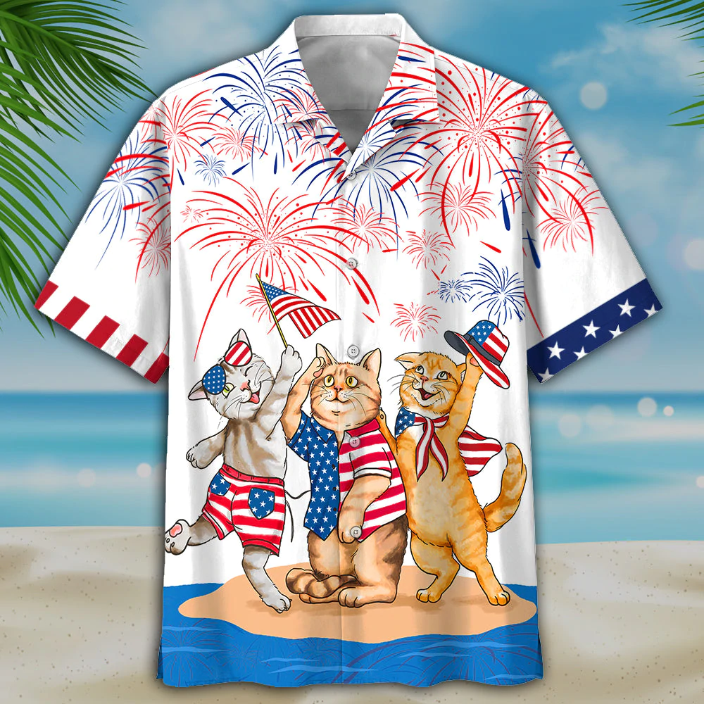 Cat American shorthair Shirts - Independence Day Is Coming/ USA Patriotic Hawaiian Shirt