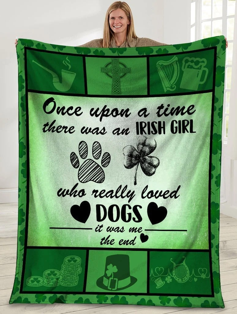 An Irish Girl Really Loved Dogs Fleece Blanket/ Gift For Irish Girl Throw Sherpa Blanket Soft Cozy