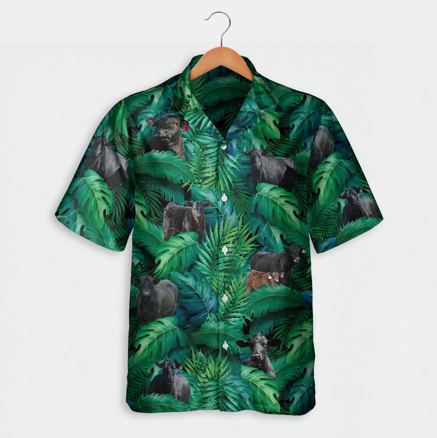 Angus cattle in forest Hawaiian Shirt/ Summer Hawaiian Shirts for Men and Women Aloha Beach Shirt