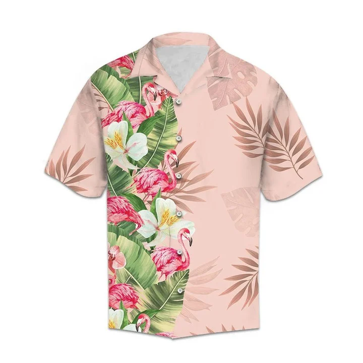 Tropical Flamingo And Banana Leaf Pattern Hawaiian Shirt