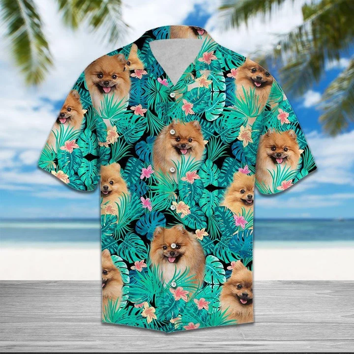Appealing Love Of Pomeranian Tropical Jungle Hawaiian Shirt