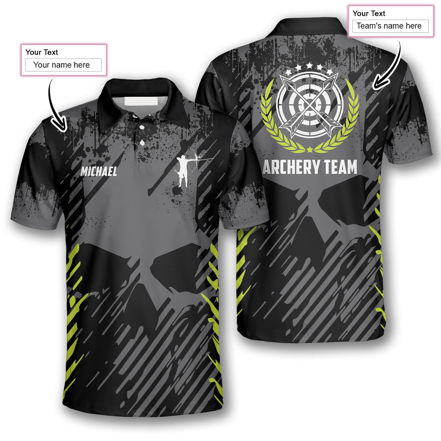 Grey Skull Grunge Style Custom Archery Shirts for Men/ Skull Shirt/ Archery Shirt