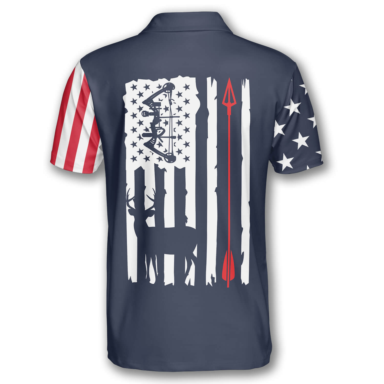 Navy American Flag Custom Archery Shirts for Men/ Archery Flag American Polo Shirt/ Uniform for Archery Player