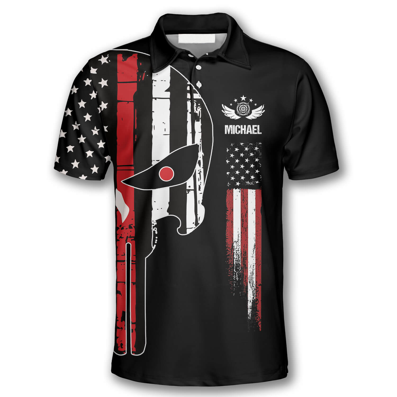 Punisher Skull American Flag American Custom Archery Polo Shirts for Men/ Flag Shirt/ Archery Shirt