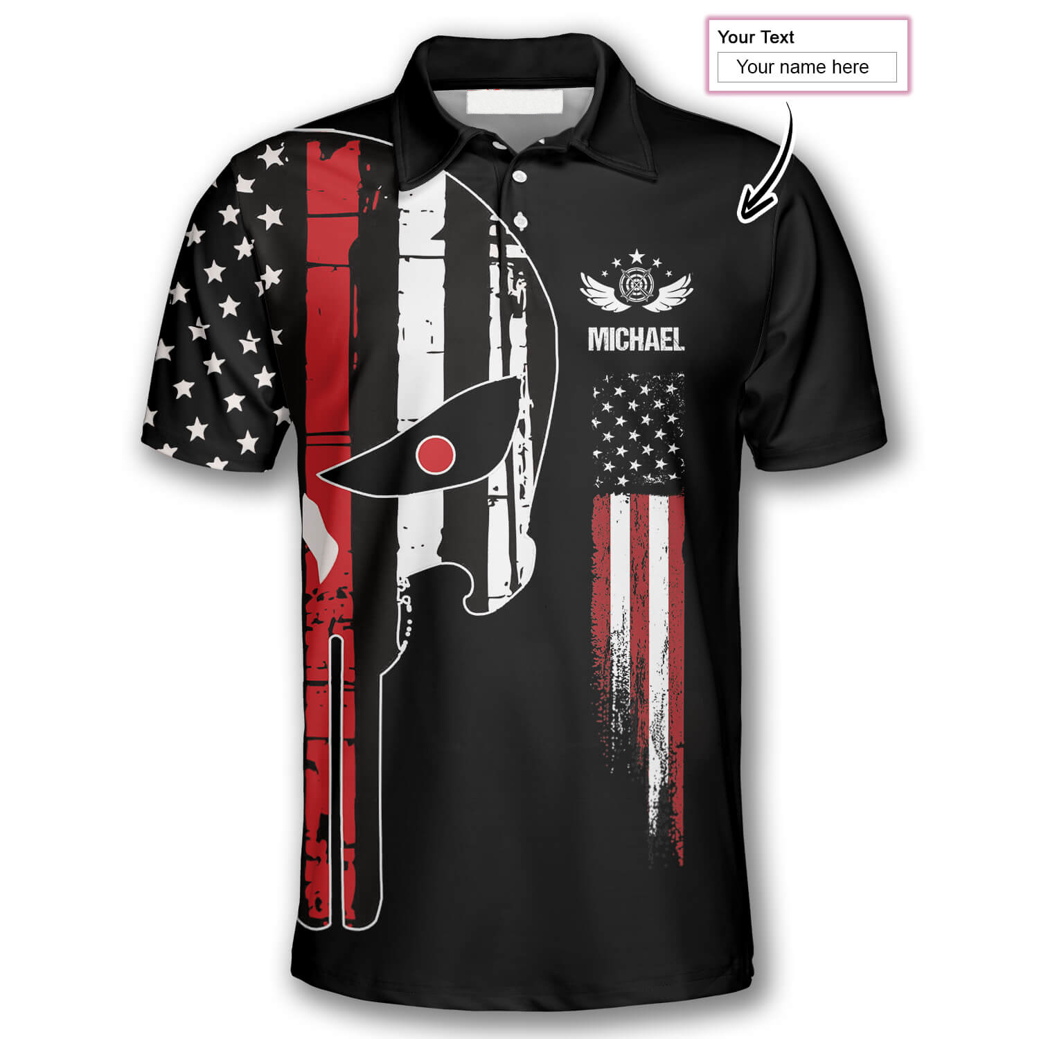 Punisher Skull American Flag American Custom Archery Polo Shirts for Men/ Flag Shirt/ Archery Shirt
