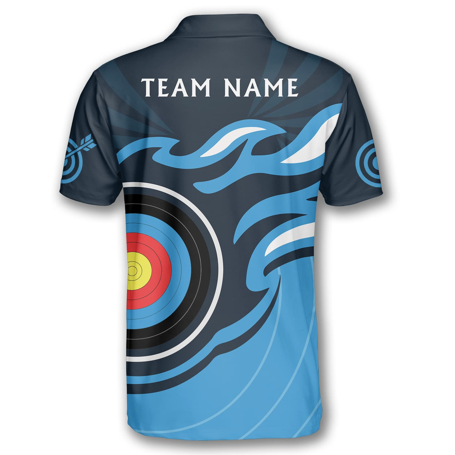 Archery Target Blue Flame Custom Archery Polo Shirts for Men/ Perfect Gift for Archery