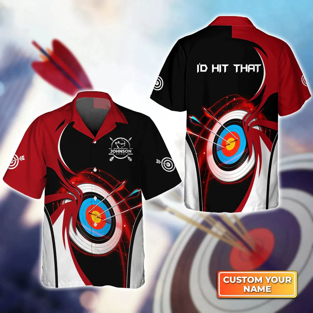 Archery Target I''d Hit That Personalized Name 3D Hawaiian Shirt/ Gift For Archer Sport Lovers/ Gift For Archer