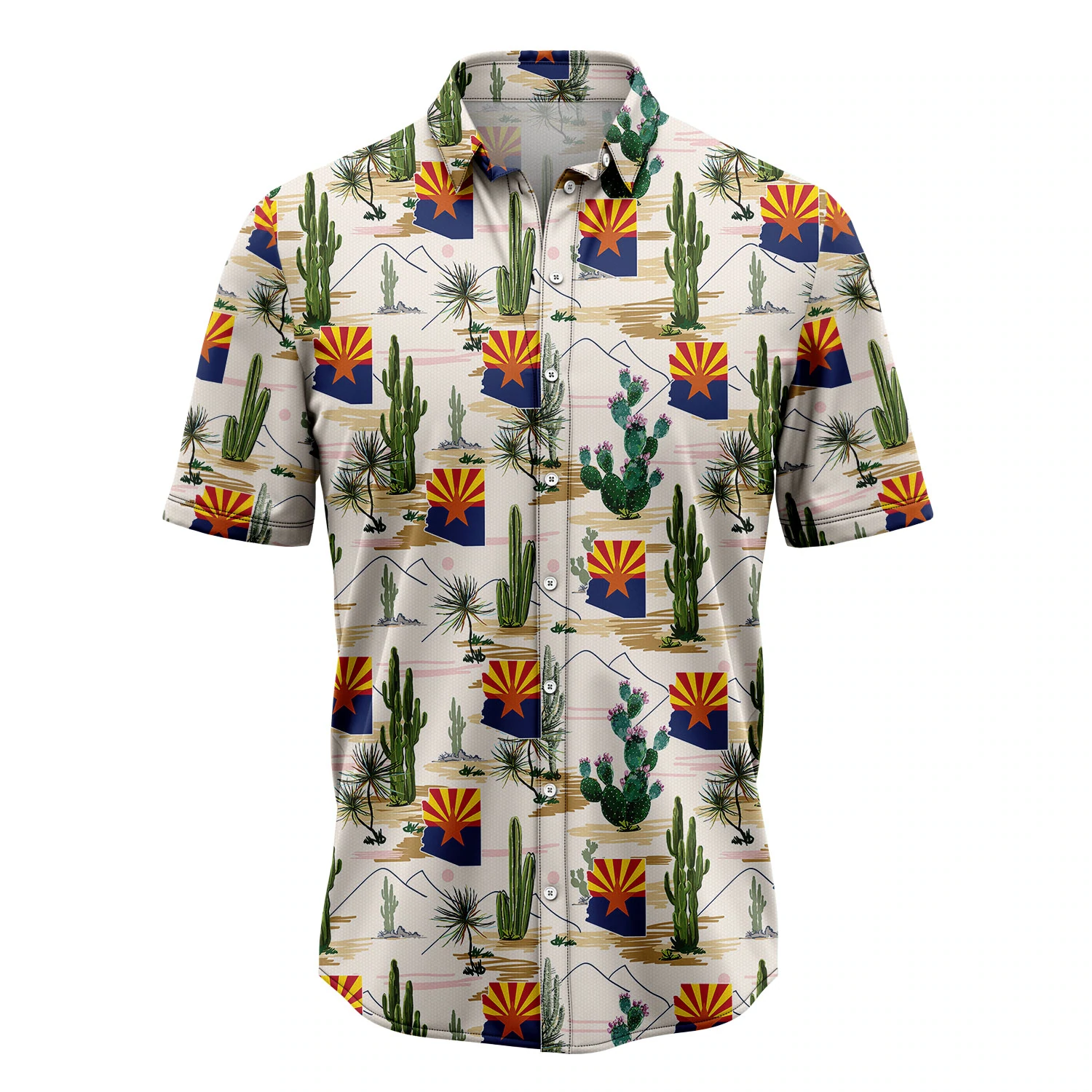 Arizona Cactus Hawaiian Shirt/ Summer Hawaiian Shirts for Men/ Aloha Beach Shirt