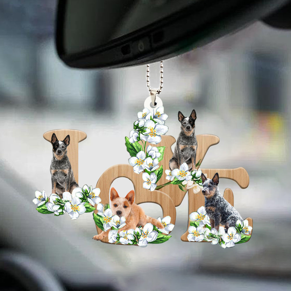 Australian Cattle Love Flowers Dog Lover Car Hanging Ornament Coolspod Shop