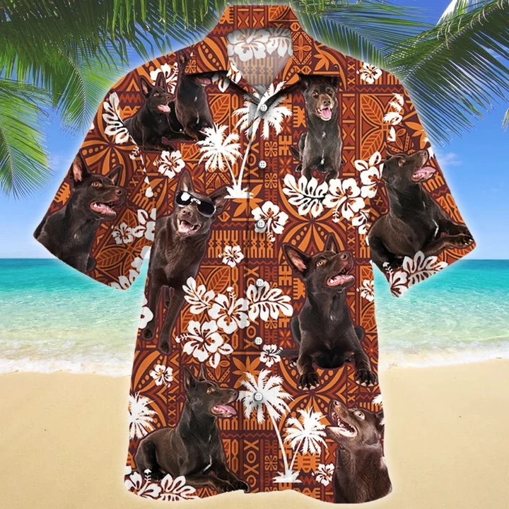 Australian Kelpie Gift For Dog Lovers Red Tribal hawaiian Shirt for men and women
