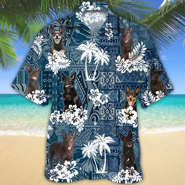 Australian Kelpie Hawaiian Shirt/ Dog Hawaiian Shirt Men/ Short Sleeve Hawaiian Aloha Shirt