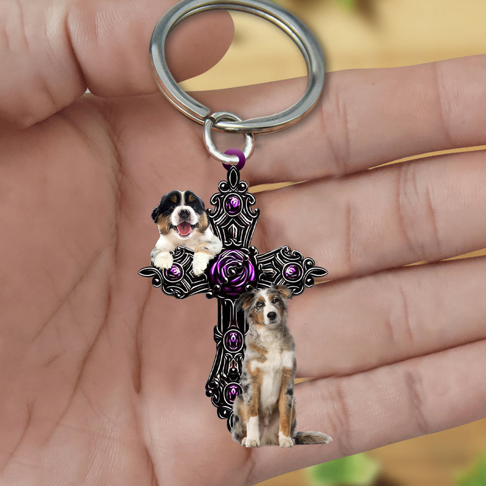 Australian Shepherd  Pray For God Acrylic Keychain Dog Keychain Coolspod