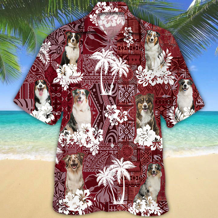 Australian Shepherd Red Hawaiian Shirt/ Hawaiian shirt For men/ Women/  Aloha Shirt For Summer