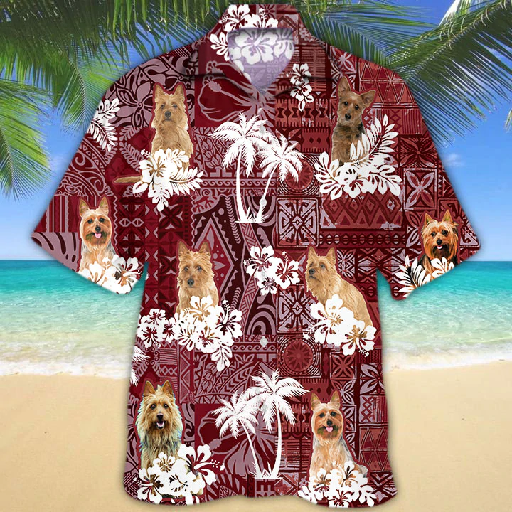 Australian Terrier Red Hawaiian Shirt/ Hawaiian shirt For men/ Women/  Aloha Shirt For Summer