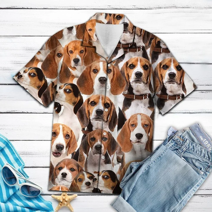 Awesome Beagle Dog Face Gift For Dog Lovers Hawaiian Shirt/ Short Sleeve Hawaiian Aloha Shirt