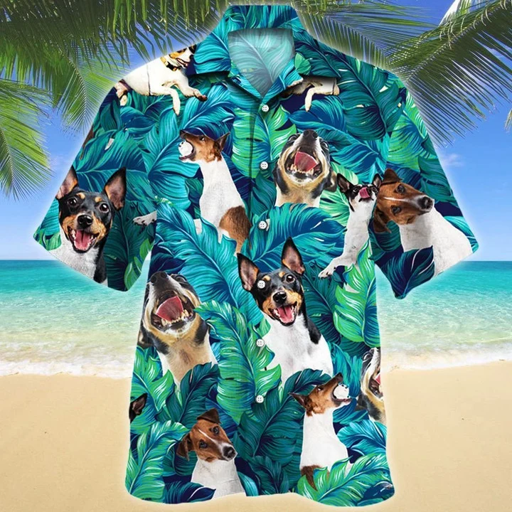 Awesome Gift For Toy Fox Terrier Dog Lovers Summer Beach Palm Tree Pattern Hawaiian Shirt