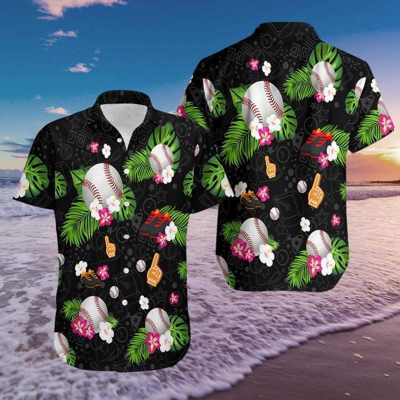 Baseball Simple Hibiscus Hawaiian Aloha Shirts Fantastic/ Hawaiian shirt for men