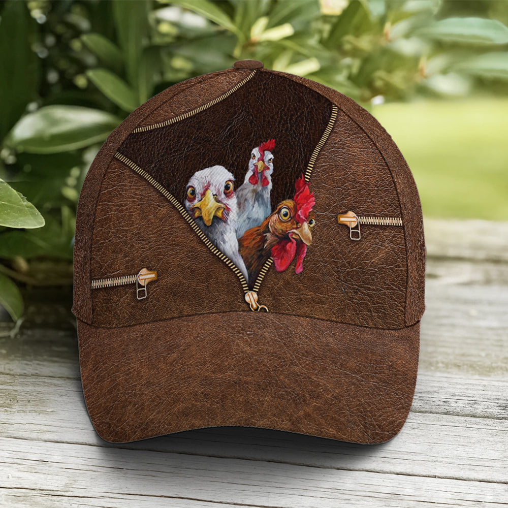 Funny Chicken Leather Style Baseball Cap Coolspod