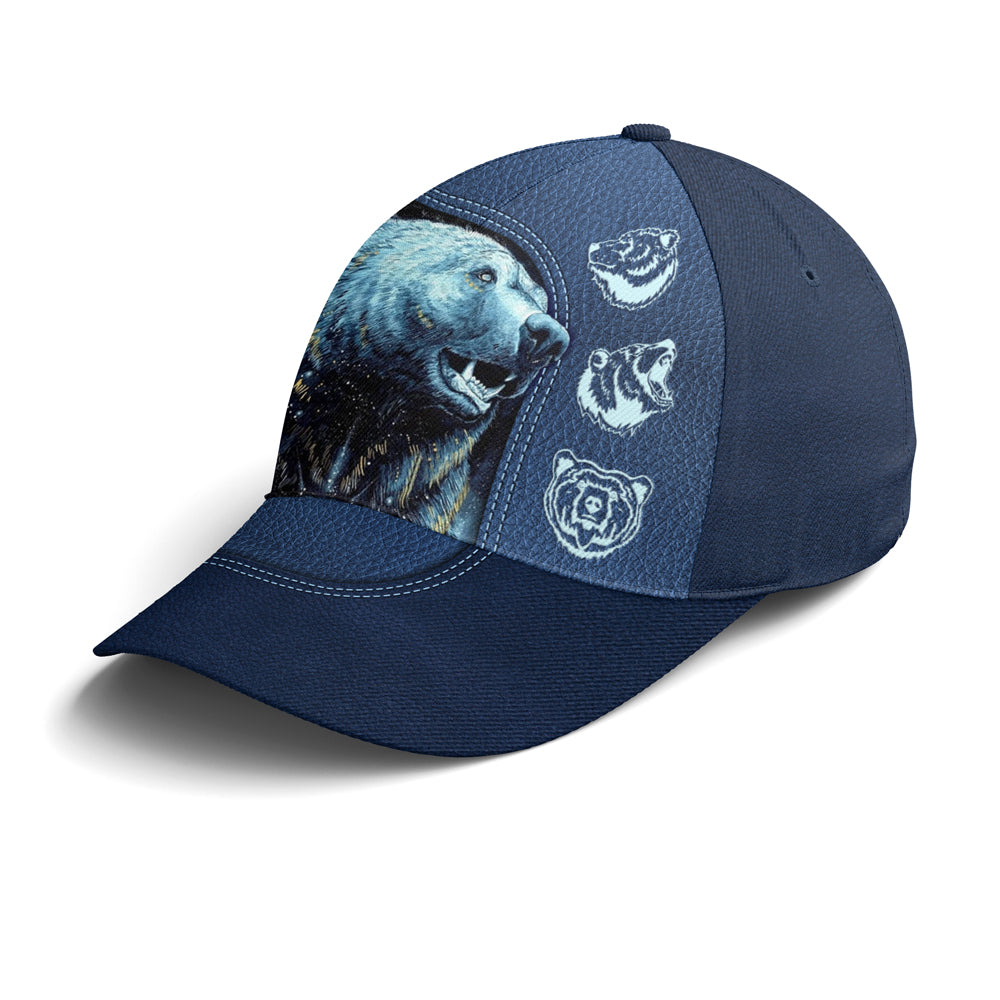 Navy Blue Darkness Moonlight Bear Baseball Cap Coolspod