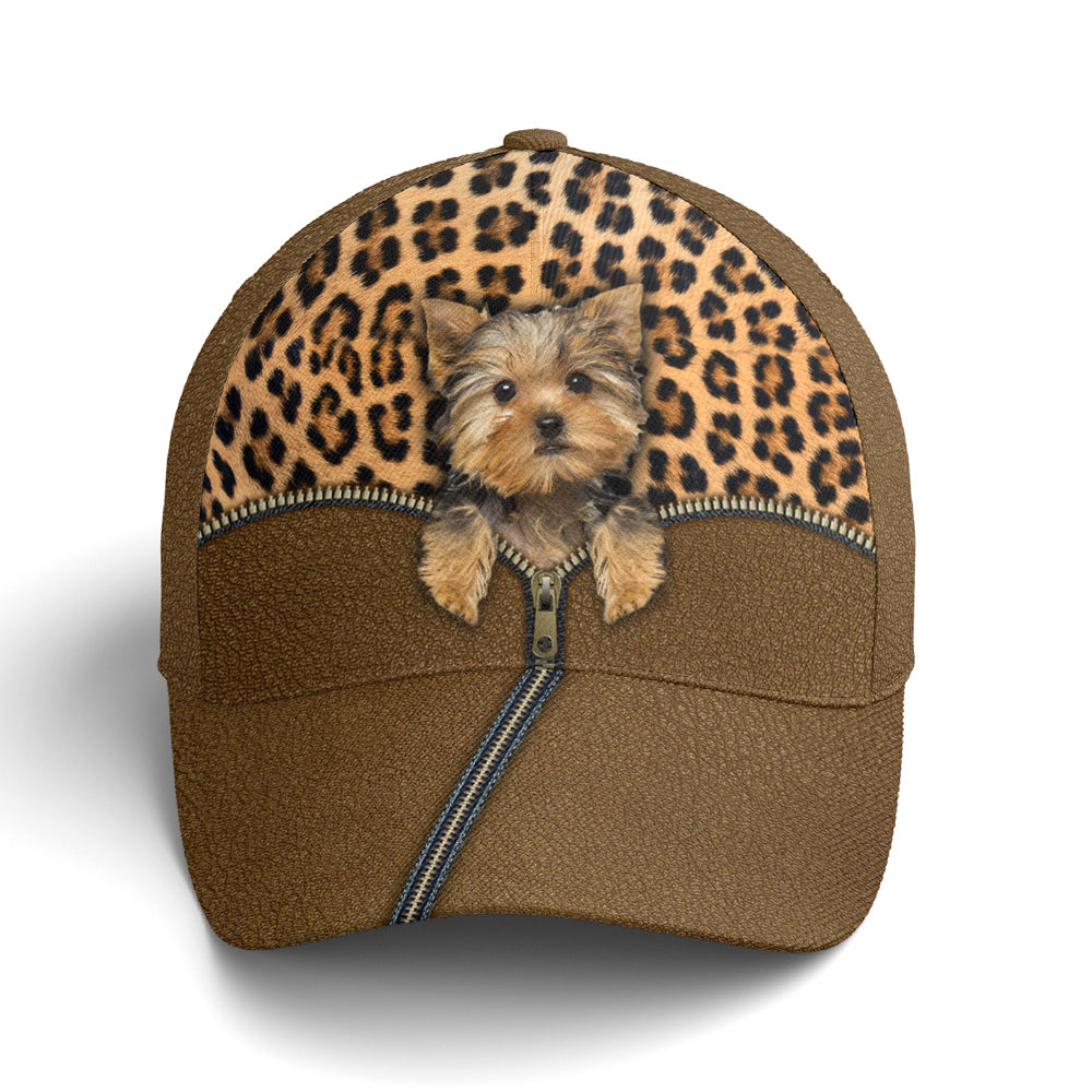 Yorkshire Dog Leopard Leather Style Baseball Cap Coolspod
